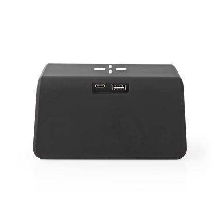 Budík s LCD displejom a bezdrôtovou nabíjačkou 15W/230V 1x CR2032 čierna