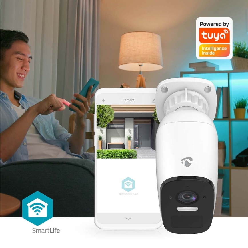 Inteligentná vonkajšia nabíjacia kamera so senzorom SmartLife 4MP Quad HD 1440p 5V/5200mAh Wi-Fi Tuya IP66