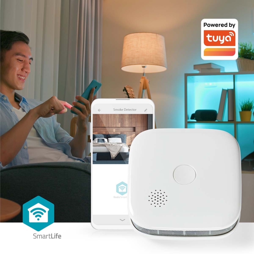 Dymový hlásič SmartLife 3V/1xCR123A Wi‑Fi Tuya