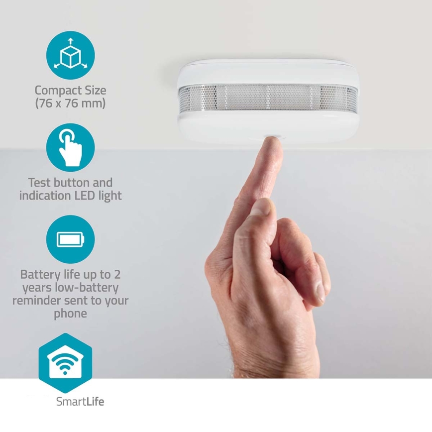 Dymový hlásič SmartLife 3V/1xCR123A Wi‑Fi Tuya