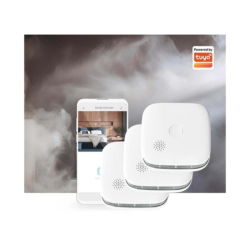 SADA 3x Detektor dymu SmartLife 3V/1xCR123A Wi-Fi Tuya