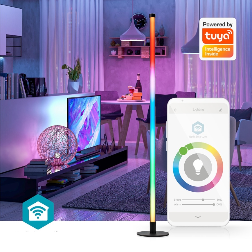 LED RGBIC Stmievateľná stojacia lampa Smartlife LED/10W/230V 100,5 cm 2700-6500K Wi-Fi Tuya + diaľkové ovládanie