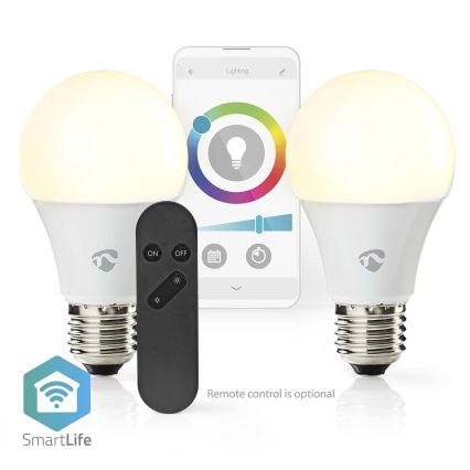 Sada 2× LED RGBW stmievateľných žiaroviek SmartLife E27/9W/230V Wi‑Fi 2700–6500K
