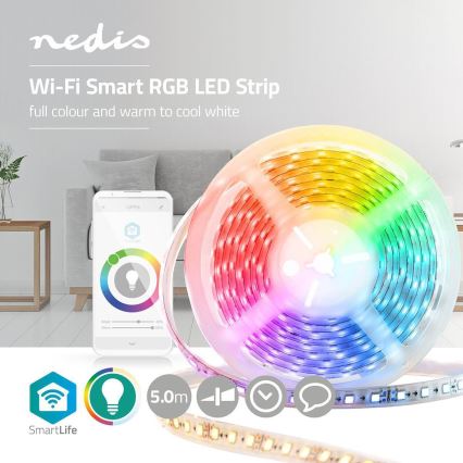 LED RGB Inteligentný Wi-Fi pásik LED/15W/230V 2700 - 6500K 5 m