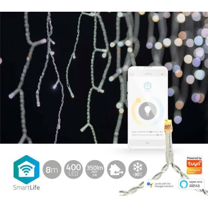 LED Stmievateľný vonkajší vianočný záves 400xLED/11 funkcií 11m IP65 Wi-Fi Tuya