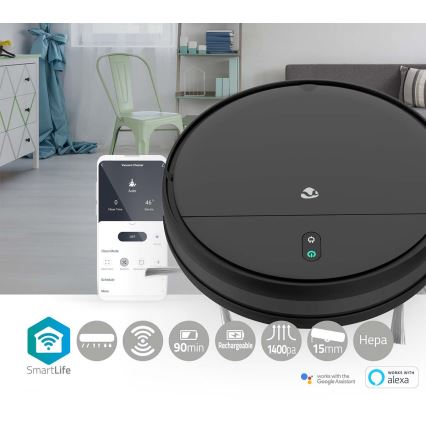 Inteligentný robotický vysávač s mopom 28W/2500 mAh Wi-Fi čierny + diaľkové ovládanie