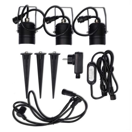 Sada 3x stmievateľných vonkajších LED svietidiel RGBW SmartLife LED/3W/230V IP65 Wi-Fi Tuya čierna