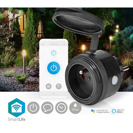 Inteligentná zásuvka Smartlife 3680W/230V Typ E/16A Wi-Fi IP44 čierna