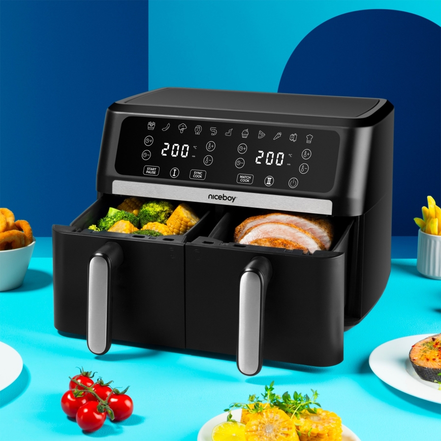 Niceboy AirFryer DUO - Duálna teplovzdušná fritéza 9 l 2400W/230V