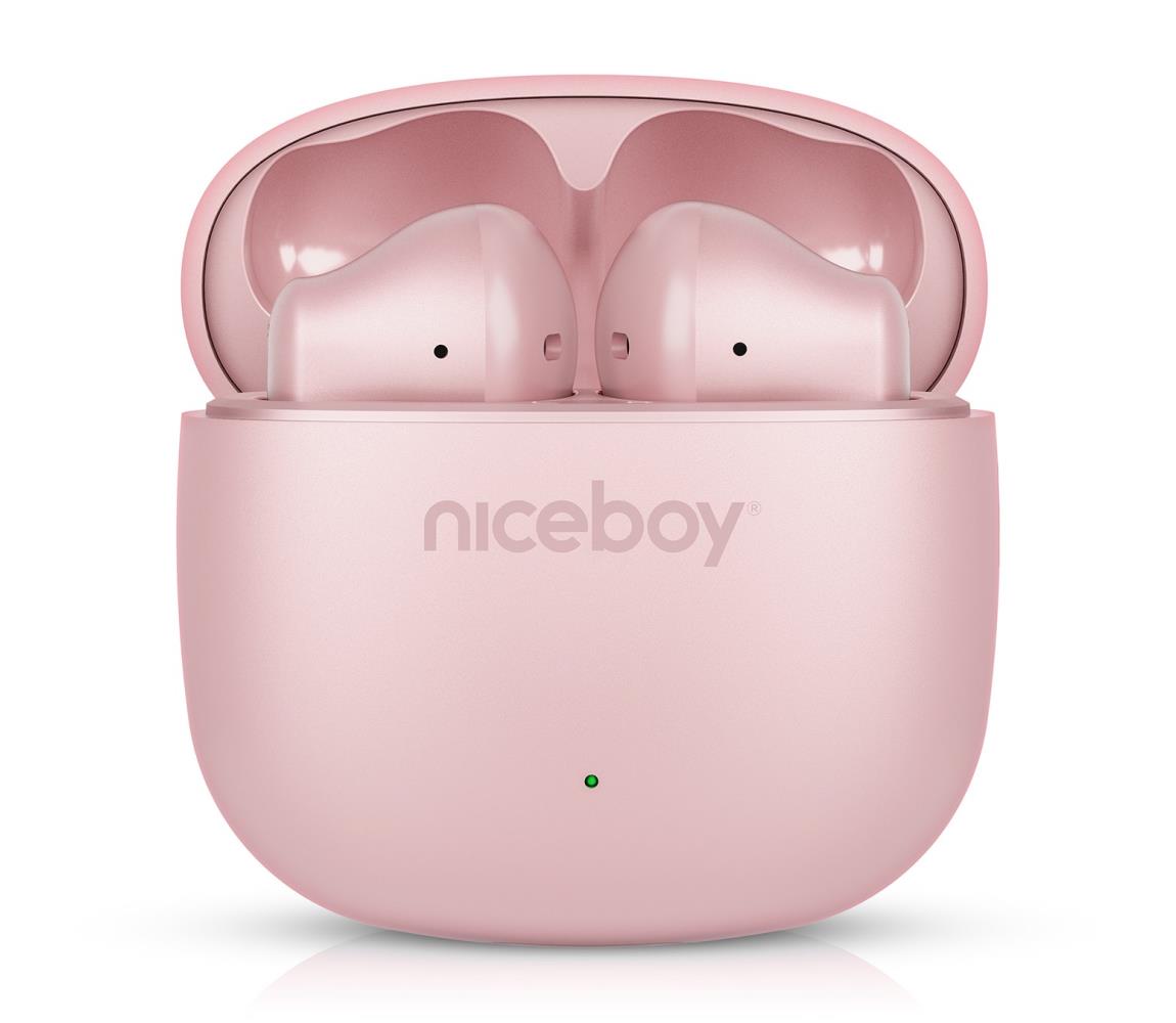 Niceboy Beans 4 POP - Bezdrôtové slúchadlá 200 mAh + 2×30 mAh IPX4 ružové beans-4-pop-pink