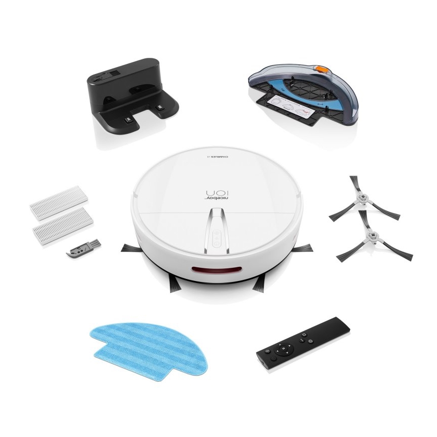 Niceboy ION Charles i4 - Inteligentný robotický vysávač 2v1 4400 mAh Wi-Fi biela + diaľkové ovládanie