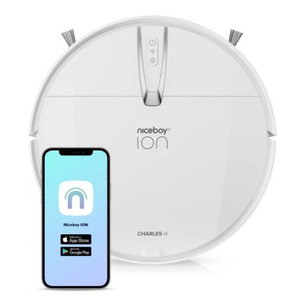 Niceboy ION Charles i4 - Inteligentný robotický vysávač 2v1 4400 mAh Wi-Fi biela + diaľkové ovládanie