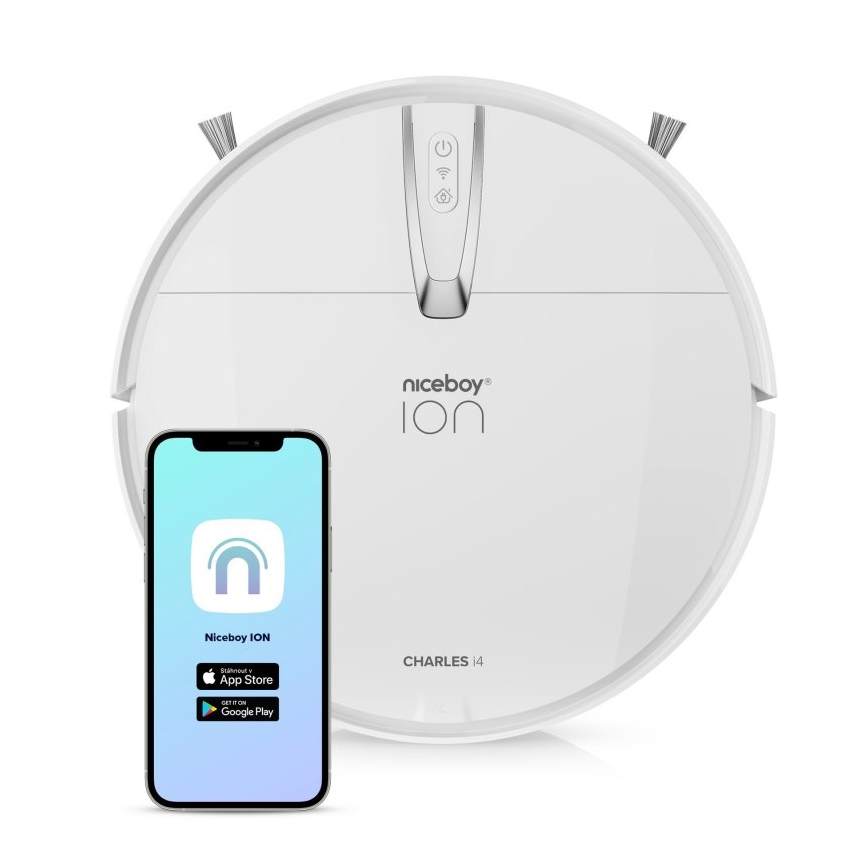 Niceboy ION Charles i4 - Inteligentný robotický vysávač 2v1 4400 mAh Wi-Fi biela + diaľkové ovládanie