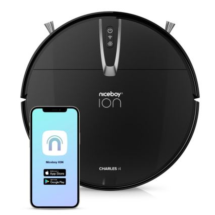 Niceboy ION Charles i4 - Inteligentný robotický vysávač 2v1 4400 mAh Wi-Fi čierna + diaľkové ovládanie