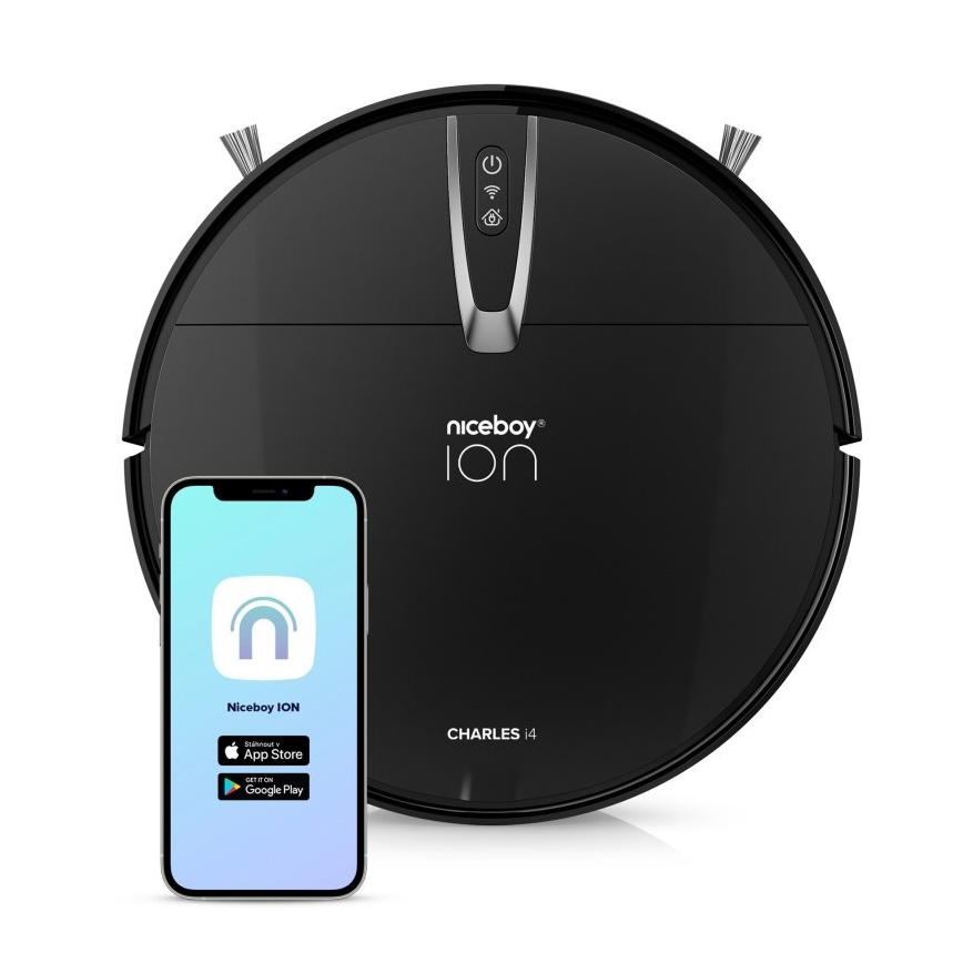 Niceboy ION Charles i4 - Inteligentný robotický vysávač 2v1 4400 mAh Wi-Fi čierna + diaľkové ovládanie