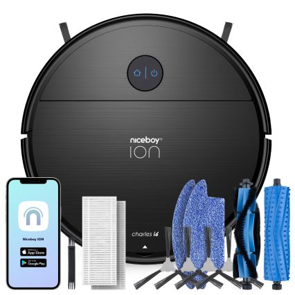 Niceboy ION Charles i6 - Inteligentný robotický vysávač 2v1 2600 mAh Wi-Fi čierna