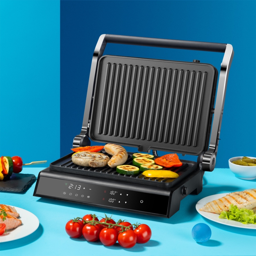 Niceboy ION Grillmaster - Kontaktný gril 2000W/230V čierna/matný chróm
