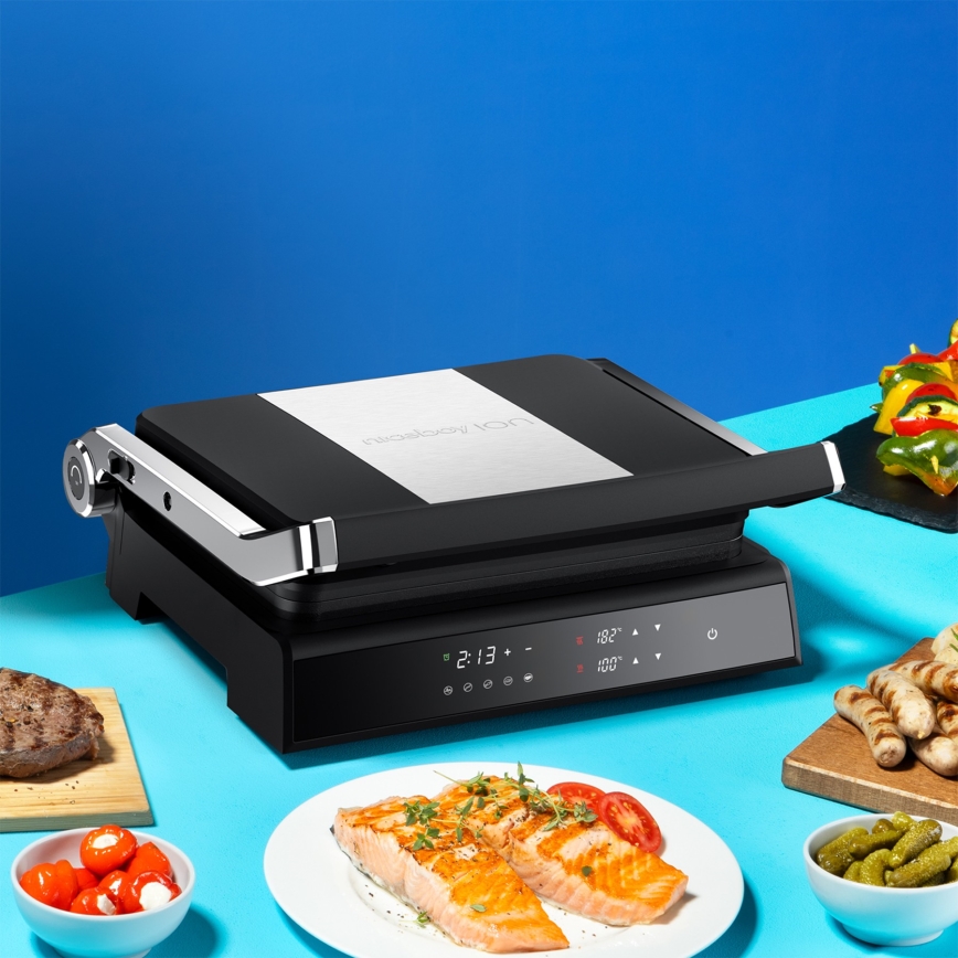 Niceboy ION Grillmaster - Kontaktný gril 2000W/230V čierna/matný chróm