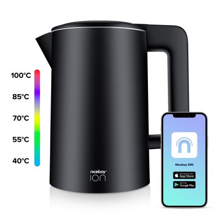 Niceboy ION SmartKettle - Inteligentná rýchlovarná kanvica s termoreguláciou 1,7 l 2200W/230V Wi-Fi čierna
