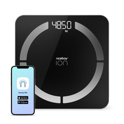 Niceboy ION SmartScale - Inteligentná digitálna osobná váha 3xAAA čierna