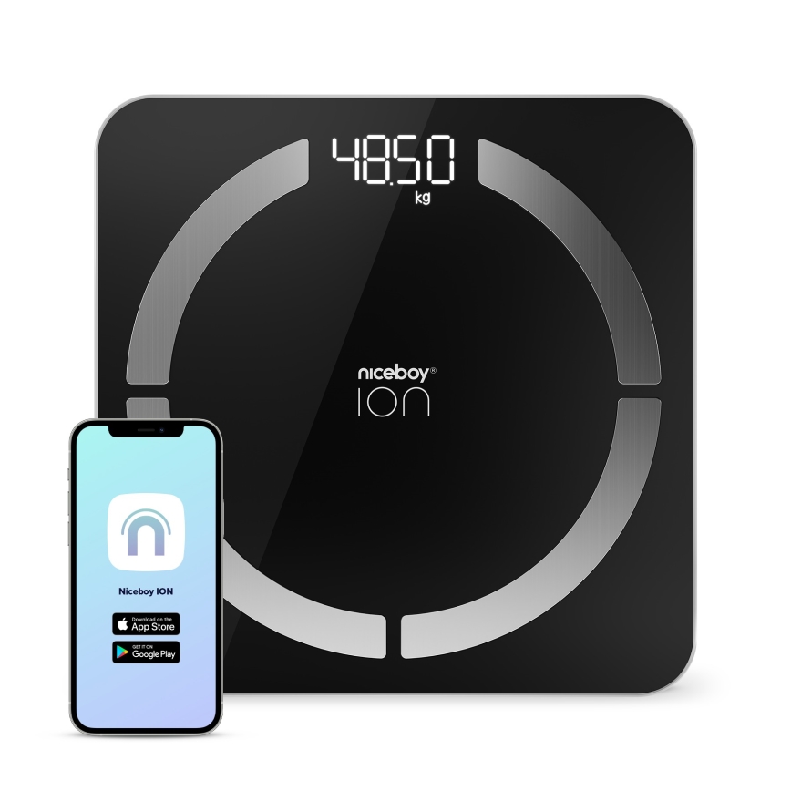 Niceboy ION SmartScale - Inteligentná digitálna osobná váha 3xAAA čierna