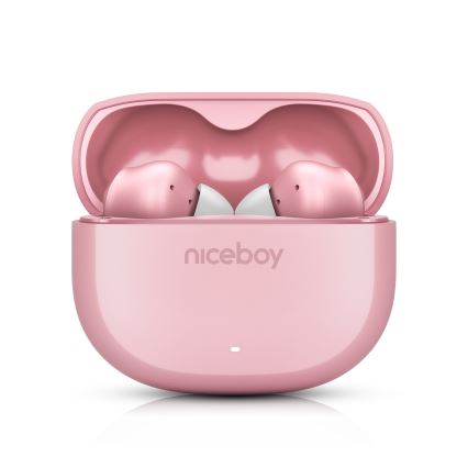 Niceboy Pins 4 - Bezdrôtové slúchadlá s ANC 400 mAh + 2x 50 mAh IPX4 ružové