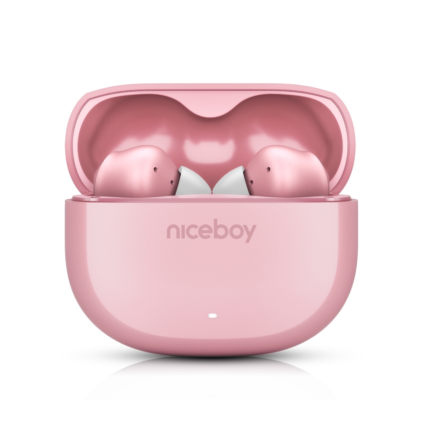 Niceboy Pins 4 - Bezdrôtové slúchadlá s ANC 400 mAh + 2x 50 mAh IPX4 ružové