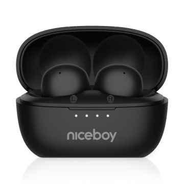 Niceboy Podsie 4 POP - Bezdrôtové slúchadlá 400 mAh + 2x 40 mAh IPX4 čierna