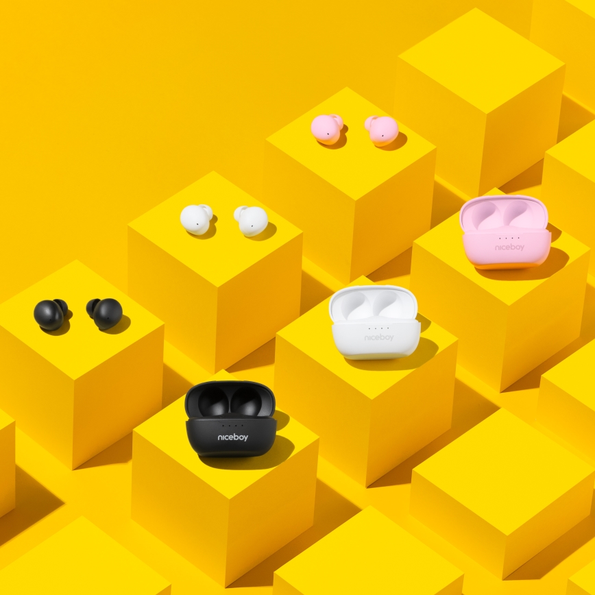 Niceboy Podsie 4 POP - Bezdrôtové slúchadlá 400 mAh + 2×40 mAh IPX4 ružové