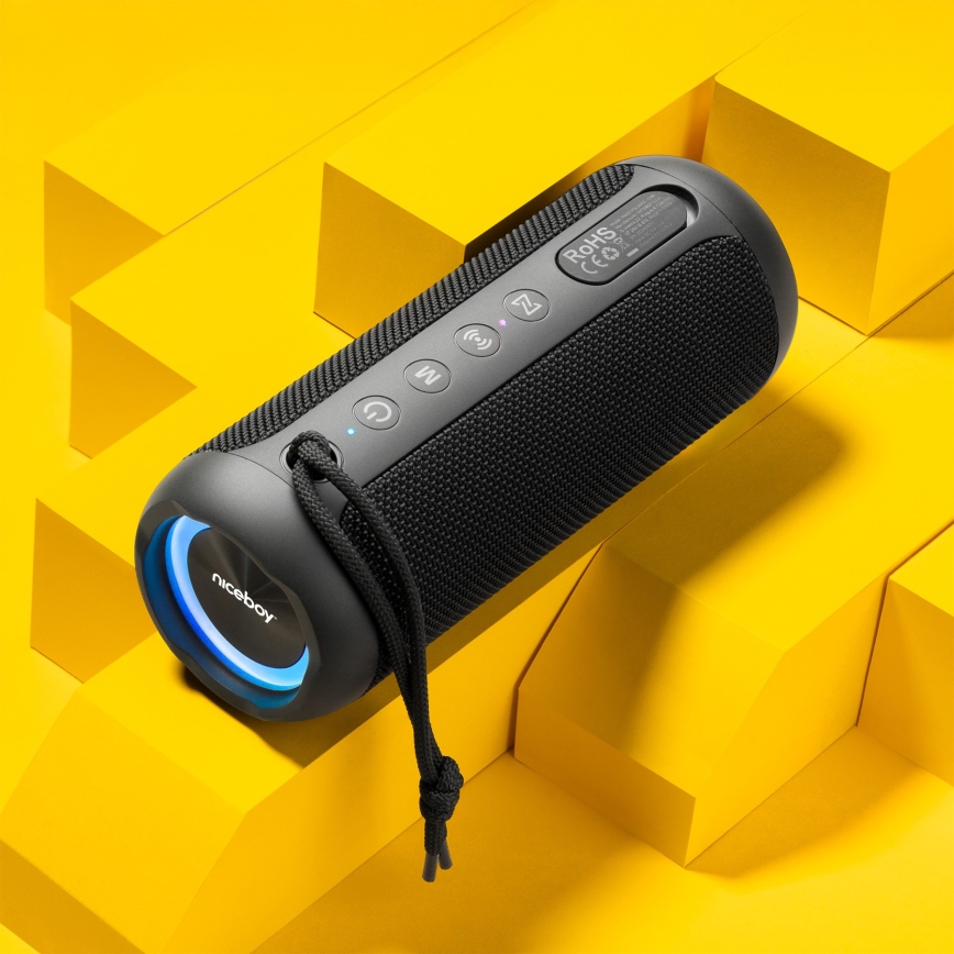 Niceboy Polaris - LED Bezdrôtový reproduktor s mikrofónom 30W/2000 mAh IPX7 čierna