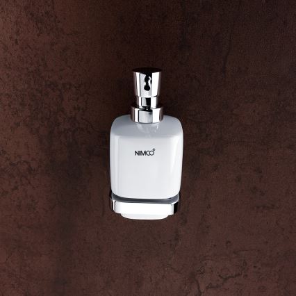 NIMCO MA set-31K-26 - Nástenný dávkovač mydla, stojanček na zubné kefky a nástenný háčik MAYA 320 ml biela/lesklý chróm