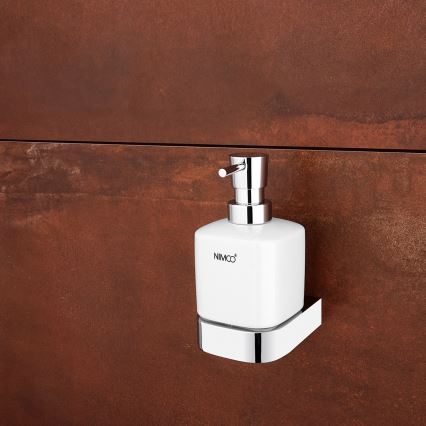 NIMCO NK set-31K-26 - Nástenný dávkovač mydla, stojanček na zubné kefky a nástenný háčik NIKAU 320 ml biela/lesklý chróm