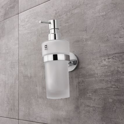 NIMCO UN set-31W-26 - Nástenný dávkovač mydla, stojanček na zubné kefky a nástenný háčik UNIX 250 ml matné sklo/lesklý chróm