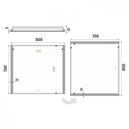 NIMCO ZP 11003 - LED Kúpeľňové podsvietené zrkadlo LED/21W/230V 6500K 70x80 cm IP44