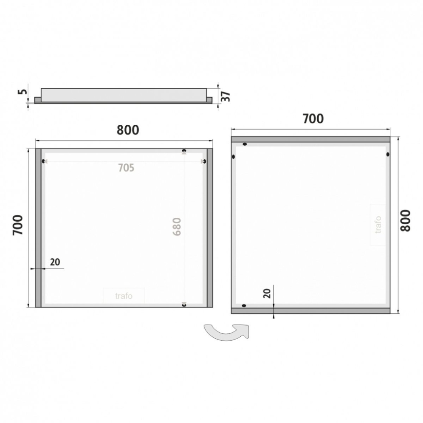 NIMCO ZP 11003 - LED Kúpeľňové podsvietené zrkadlo LED/21W/230V 6500K 70x80 cm IP44