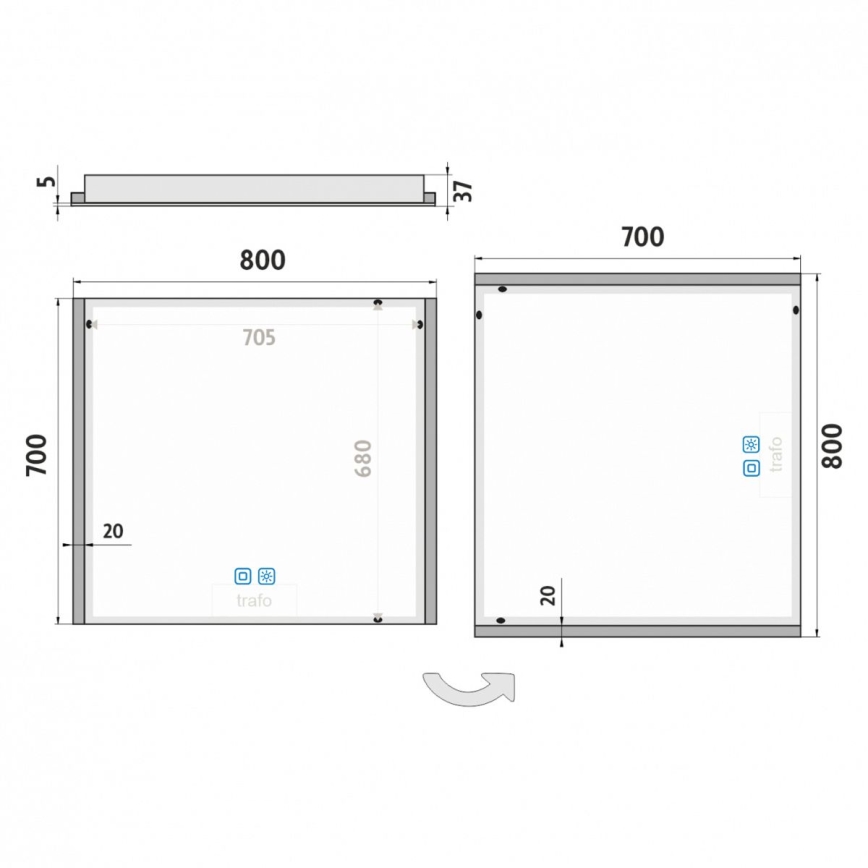 NIMCO ZP 11003VX - LED Stmievateľné kúpeľňové podsvietené zrkadlo LED/21W/230V 3000-6500K 70x80 cm IP44