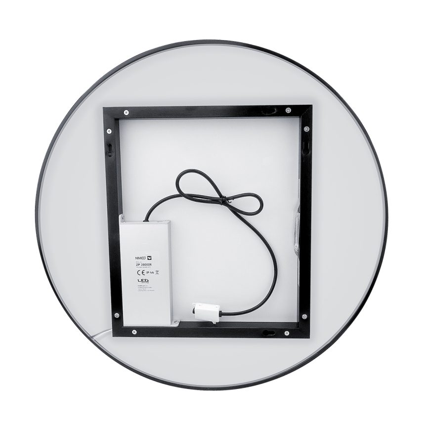 NIMCO ZPC 31002RVX-90 - LED Stmievateľné kúpeľňové podsvietené zrkadlo LED/26W/230V 3000-6500K pr. 80 cm matná čierna IP44