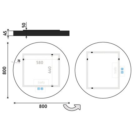 NIMCO ZPC 31002RVX-90 - LED Stmievateľné kúpeľňové podsvietené zrkadlo LED/26W/230V 3000-6500K pr. 80 cm matná čierna IP44