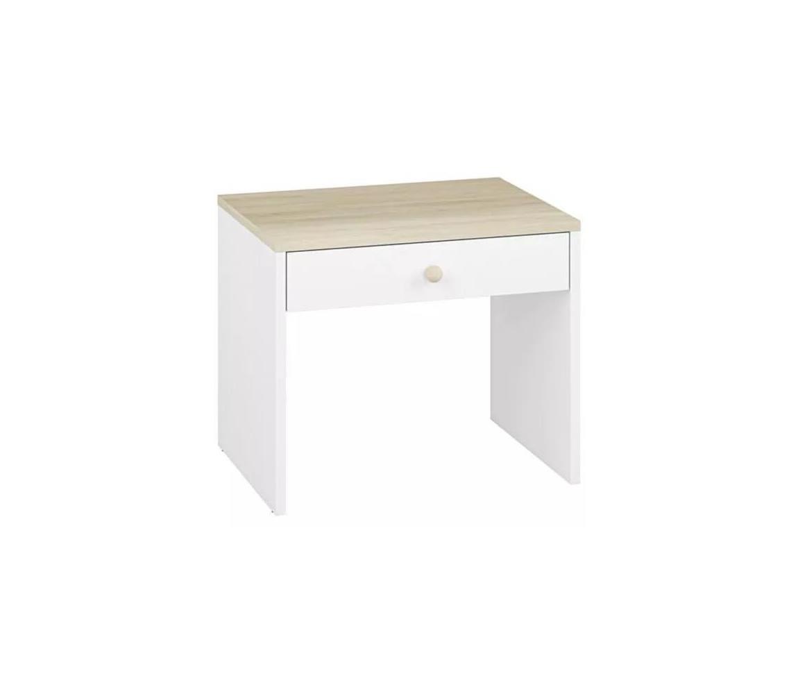 Konsimo Sp. z o.o. Sp. k. Nočný stolík BUBO 58x69 cm biela/svetlý buk 11066.15.157