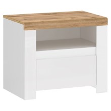 Nočný stolík DAMINO 50,5x50 cm biela/dub wotan