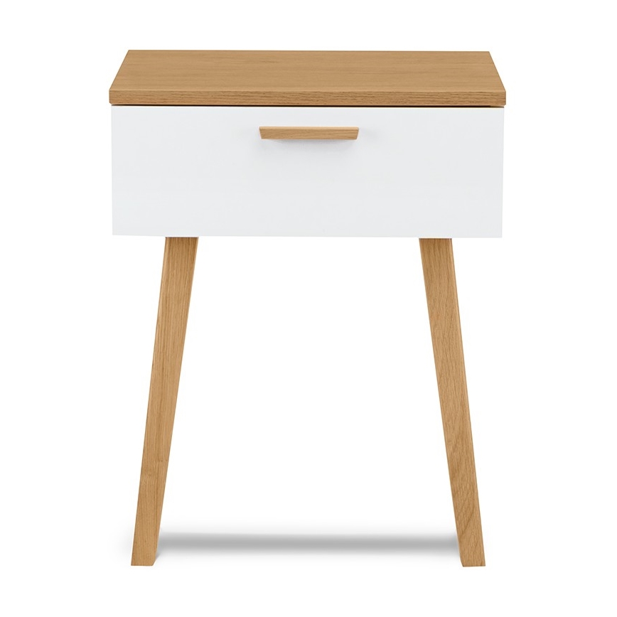 Nočný stolík FRISK 60x48 cm prírodný dub/biela