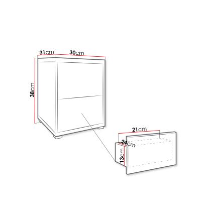 Nočný stolík GESITA 38x30 cm dub Cremona