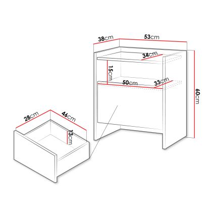 Nočný stolík JAPANDI 60x53 cm dub Cremona