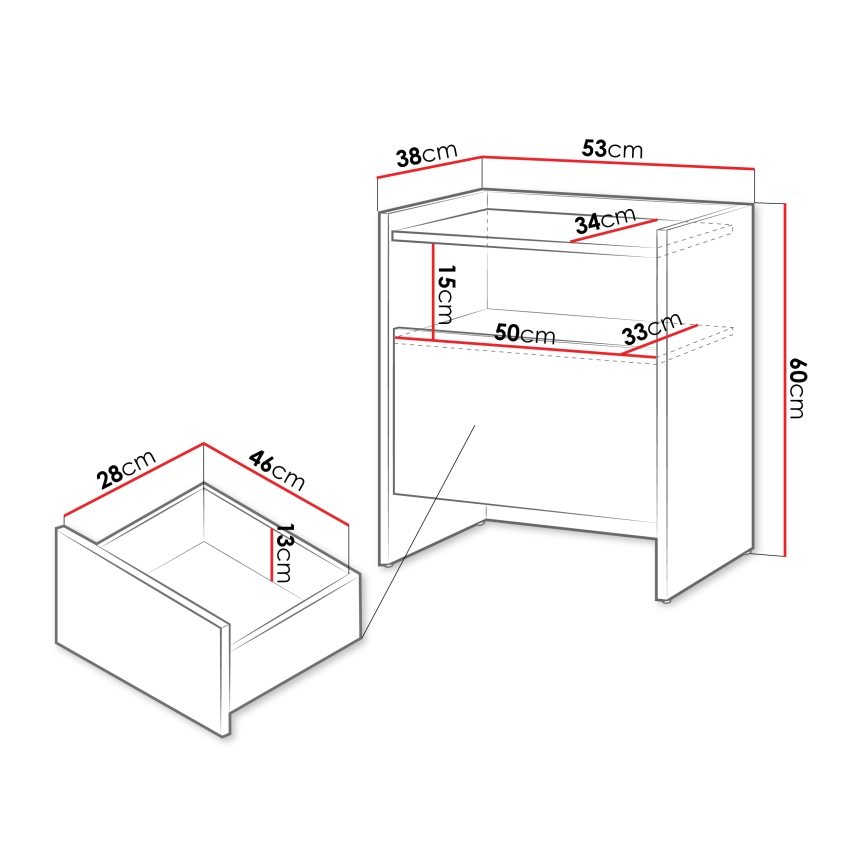 Nočný stolík JAPANDI 60x53 cm dub Cremona