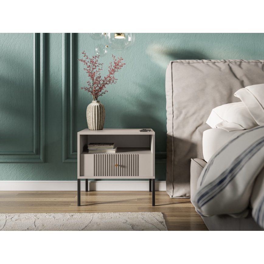 Nočný stolík LUE béžový/čierny