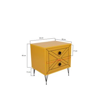 Nočný stolík LUNA 55x50 cm žltá