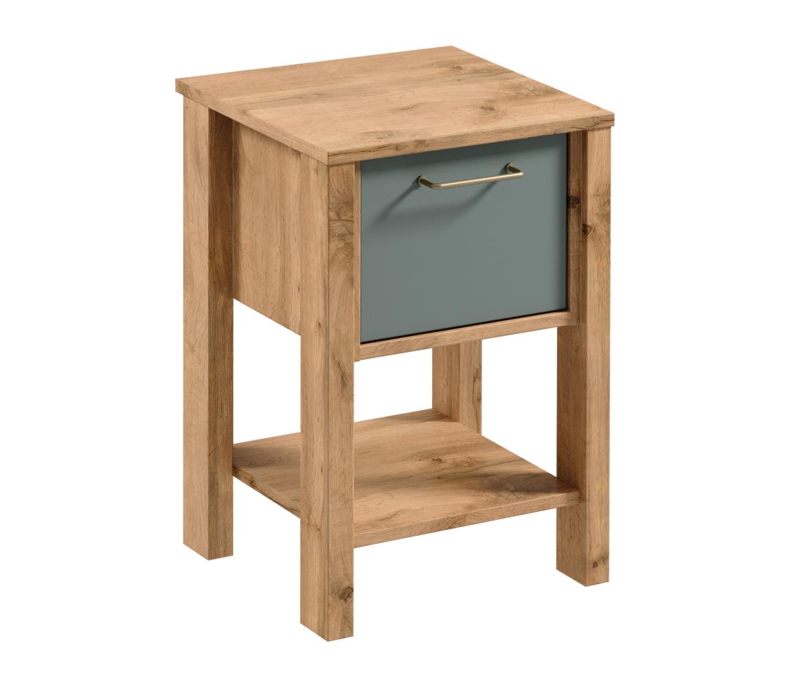 Gala Meble Nočný stolík MENTA 42x59 cm dub Wotan/zelená S19-SN-ZSM