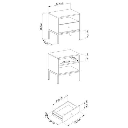 Nočný stolík MONO 56x54 cm modrá