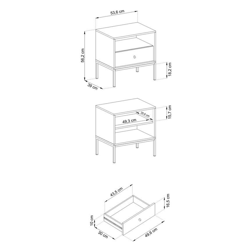 Nočný stolík MONO 56x54 cm modrá