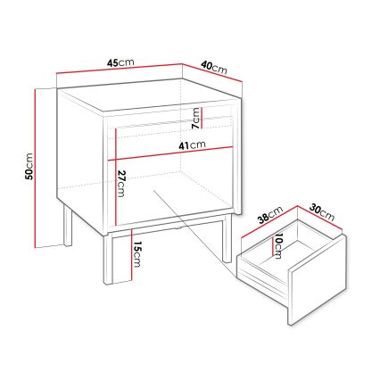 Nočný stolík OZMI 50x45 cm kašmír